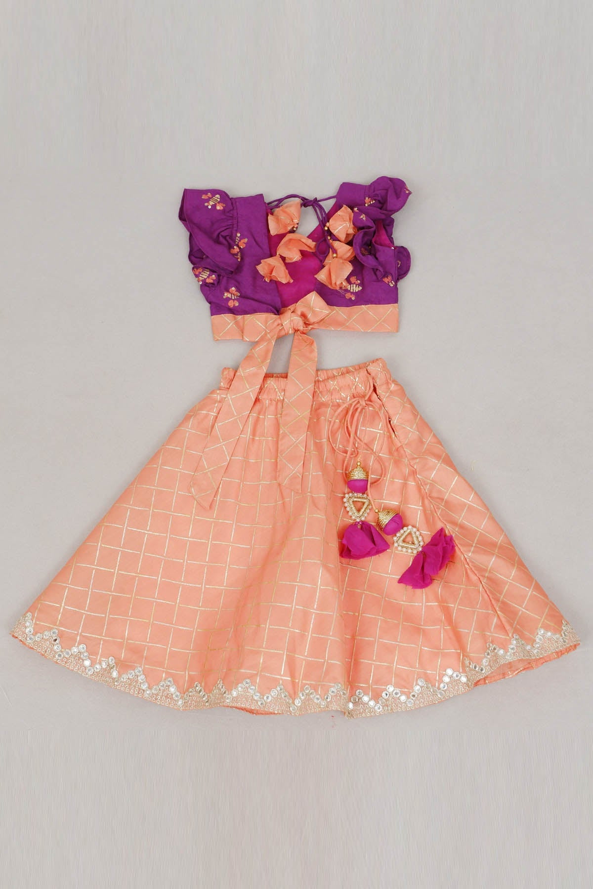 Designer Little Brats Honey Bee Print Ghagara Set For Kids Available online at ScrollnShops